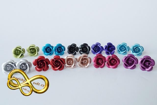 Náušnice růže kovová světle modrá