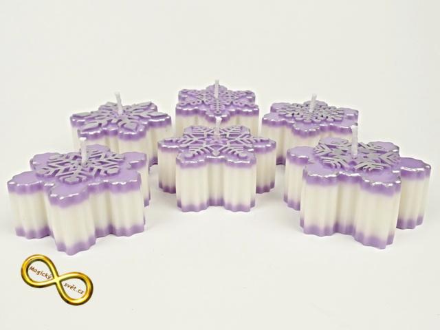 Svíčka vločka fialová se stříbrnou patinou