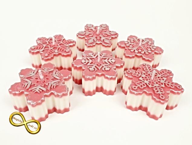 Svíčka vločka červená se stříbrnou patinou