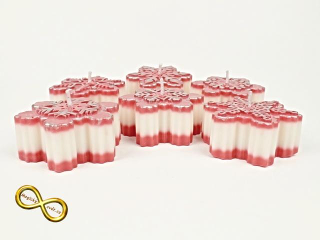 Svíčka vločka červená se stříbrnou patinou