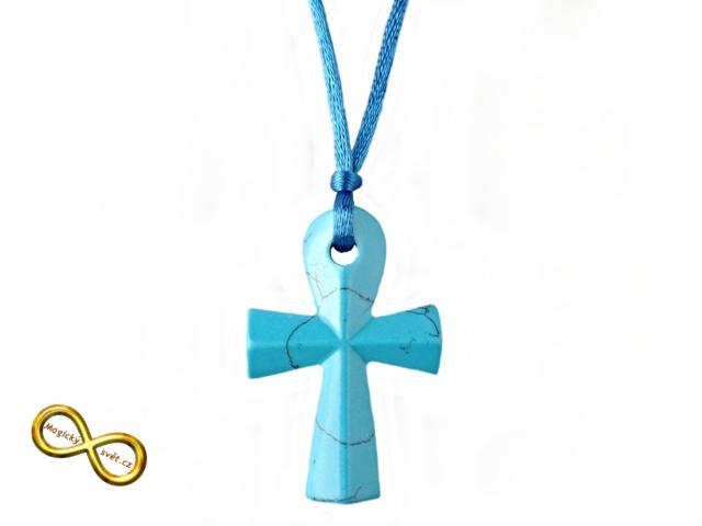 Náhrdelník s egyptským křížem Ankh Tyrkys (Tyrkenit)
