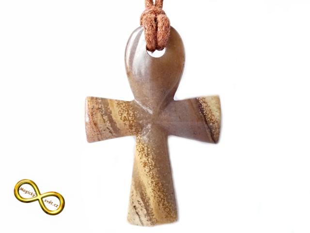 Náhrdelník s egyptským křížem Ankh z Jaspisu