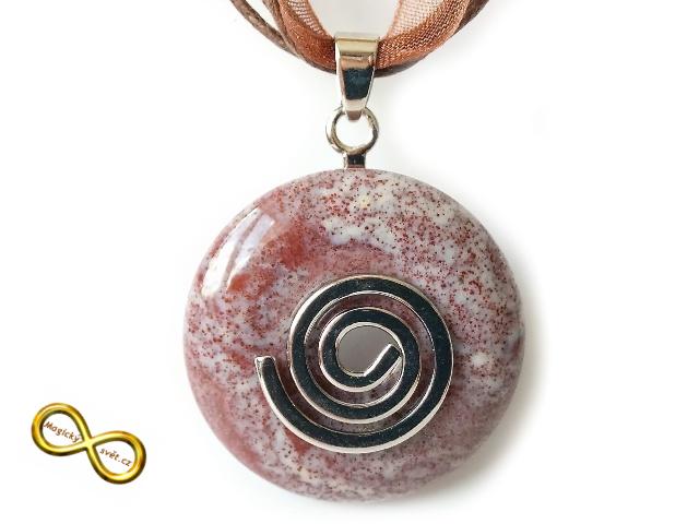 Náhrdelník s malým jaspisovým donutem a spirálou II.