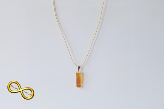 Náhrdelník "Resin" tvar válec žlutý s šatony