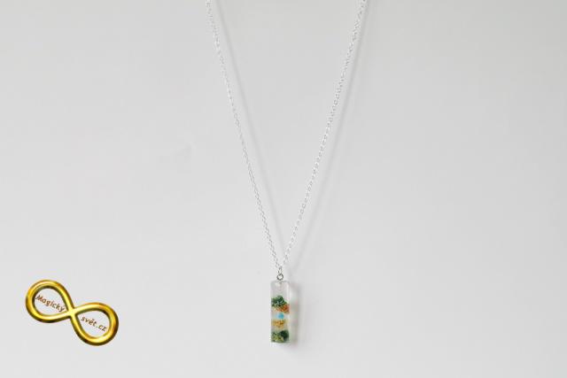Náhrdelník "Resin" tvar válec žluto-zelený