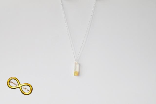 Náhrdelník "Resin" tvar plochý hranol žlutý