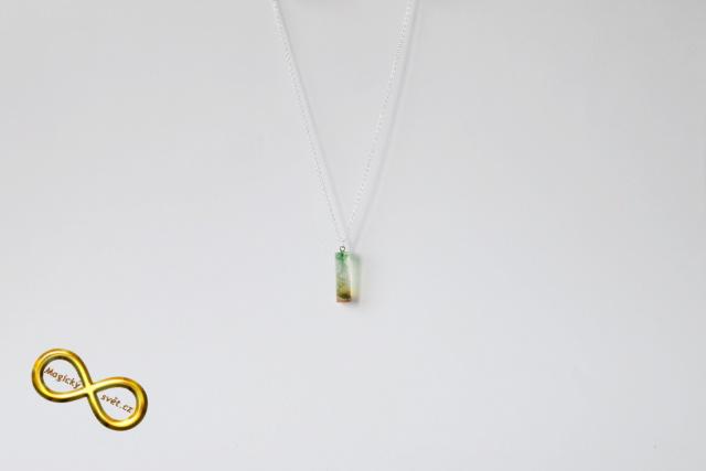 Náhrdelník "Resin" tvar válec žluto-zelený