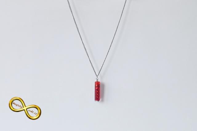 Náhrdelník "Resin" tvar šestiúhelník červený se spirálou