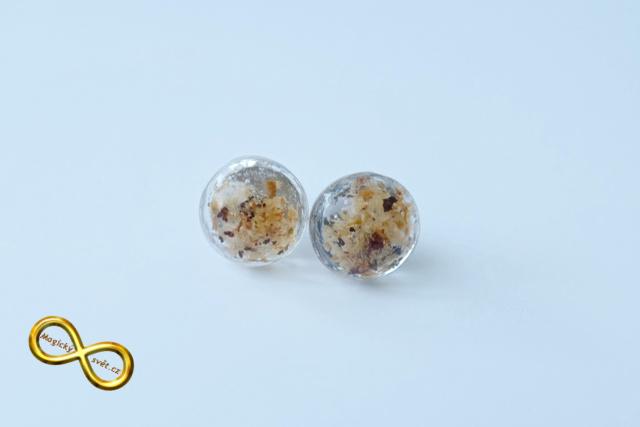 Náušnice "Resin" kulaté s dřevěnými pilinami