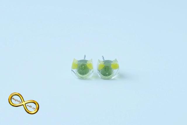 Náušnice "Resin" kočičí žluté