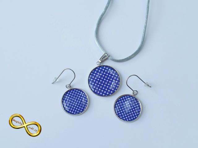 Souprava RETRO s puntíky modrá