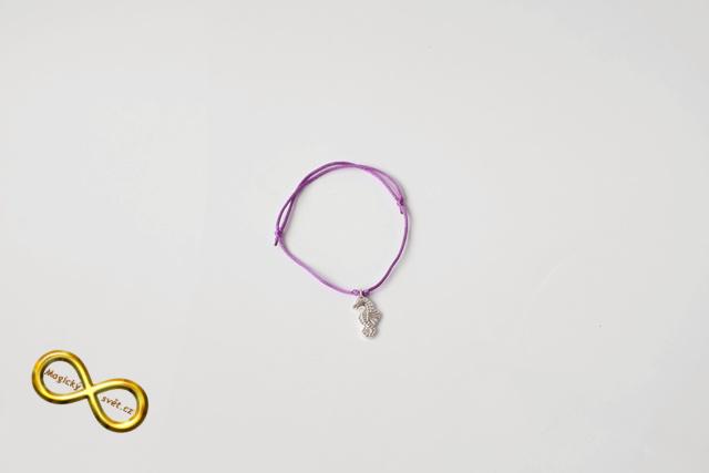 Náramek neon fialový s mořským koníkem - velký