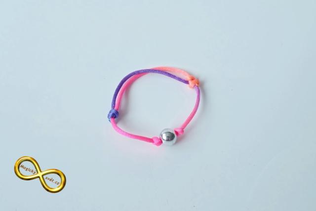 Náramek neon barevný s korálkou