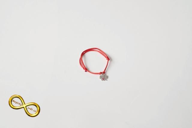 Náramek Kabbalah červený se čtyřlístkem - velký