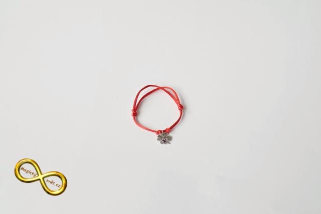 Náramek Kabbalah červený se čtyřlístkem - velký