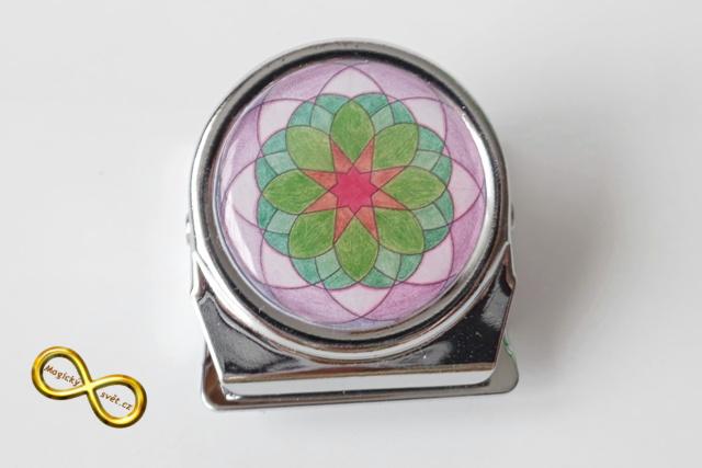 Kovový klip s malovanou mandalou "V kouzelném snu"