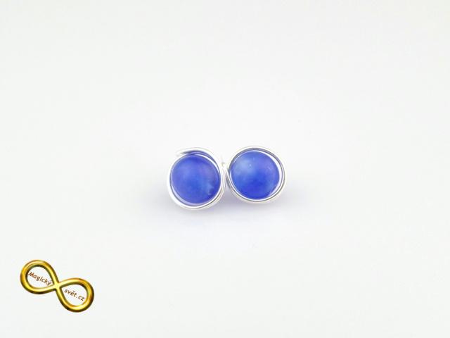 Náušnice korálky v drátku modré