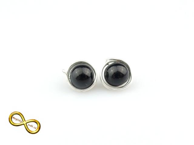 Náušnice korálky v drátku černé