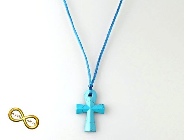 Náhrdelník s egyptským křížem Ankh Tyrkys (Tyrkenit)