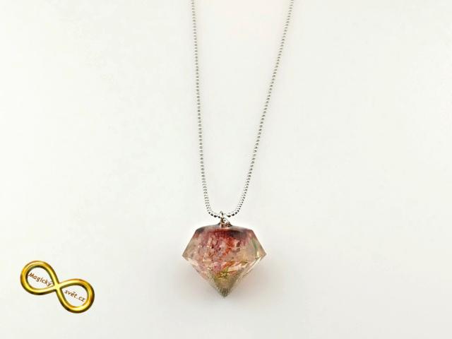 Náhrdelník "Resin" tvar diamant barevný
