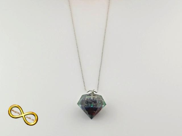 Náhrdelník "Resin" tvar diamant modrý