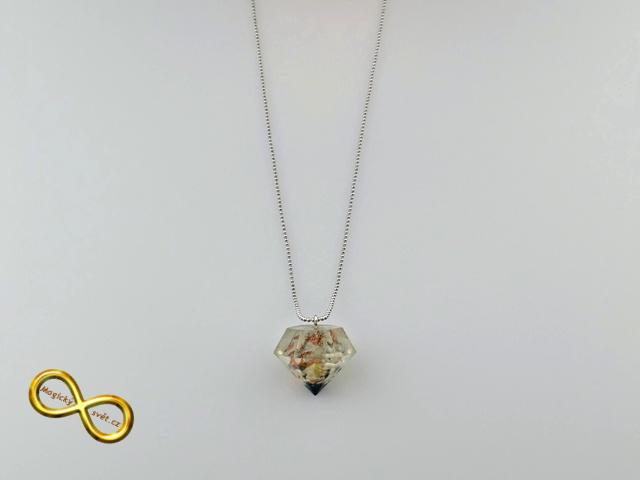 Náhrdelník "Resin" tvar diamant barevný