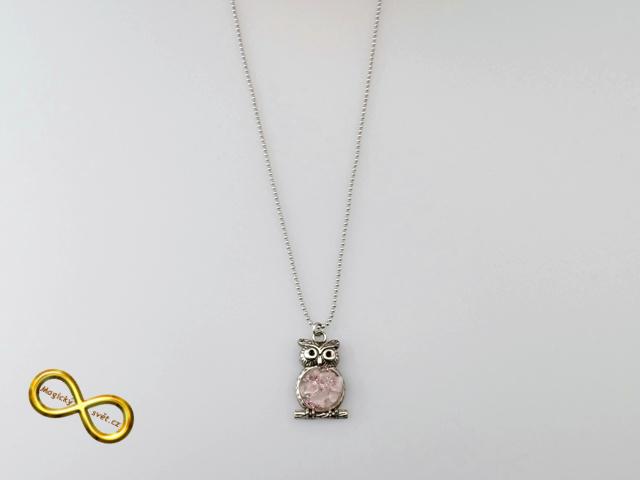 Náhrdelník sova s kamínky Růženínu