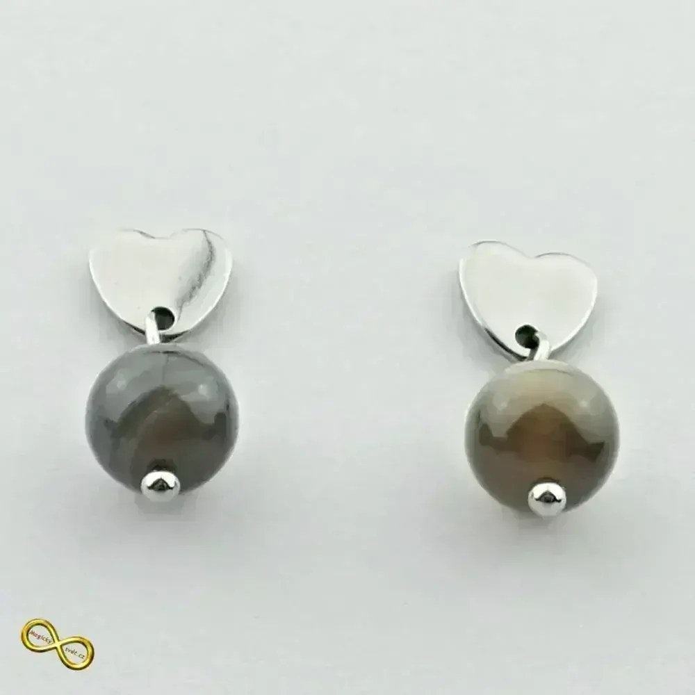 Náušnice srdce s Achátem