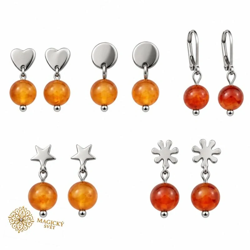 Náušnice květina s Karneolem