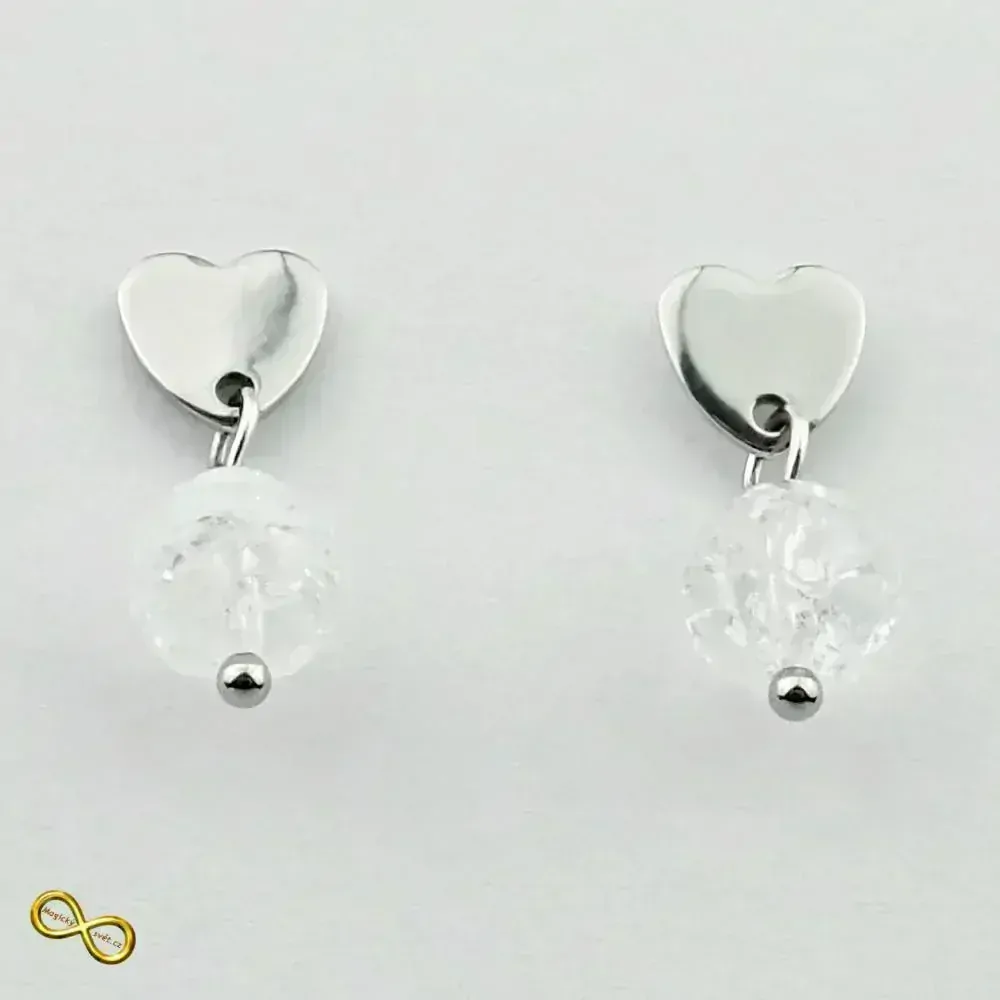 Náušnice srdce s Křišťálem pukaným