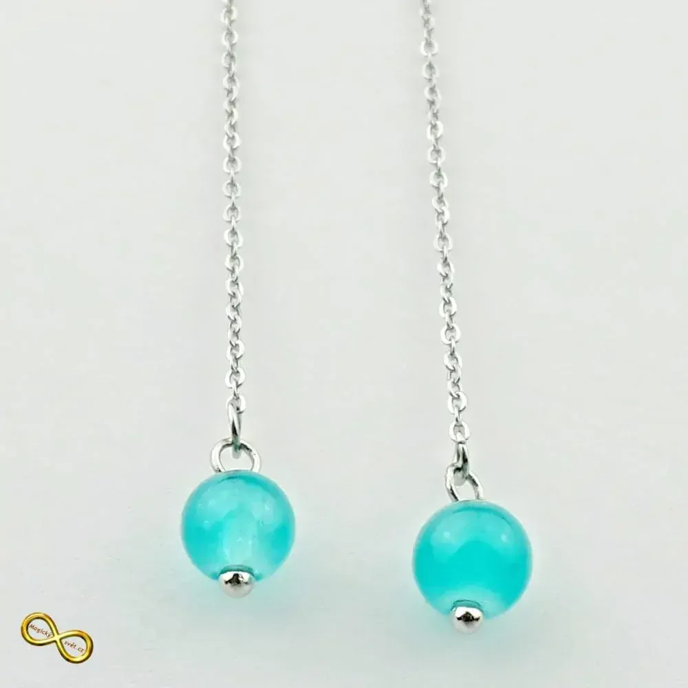 Náušnice visací s modrými korálkami