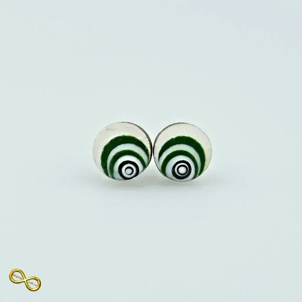 Náušnice dřevěné bílo-zelené