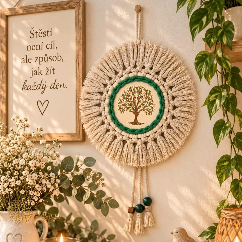 Strom štěstí – ručně vyráběná BOHO dekorace na zeď