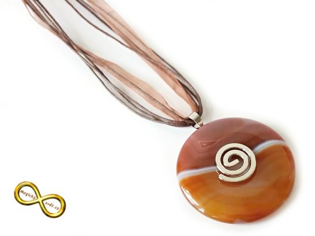 Náhrdelník s velkým karneolovým donutem a spirálou