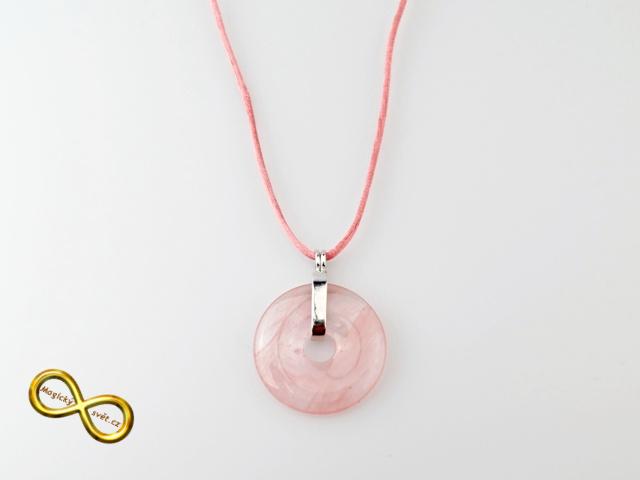 Náhrdelník s velký donut z Jahodového křemene