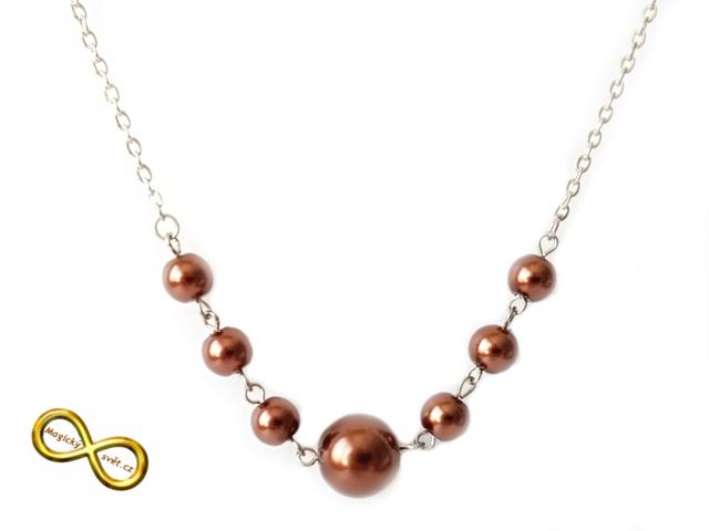 Náhrdelník perlový hnědý