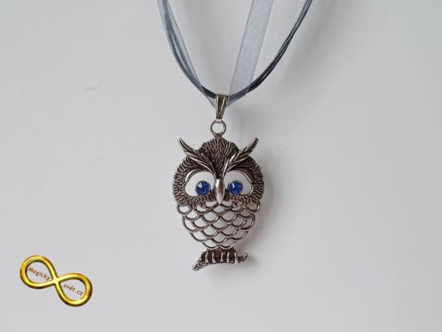 Náhrdelník sova s modrýma očima