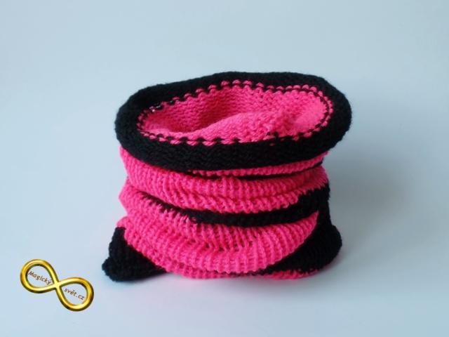 Nákrčník tunel černo-neonový růžový