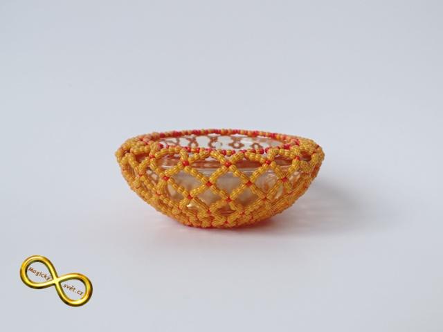 Svícínek na čajovou svíčku korálkový oranžový