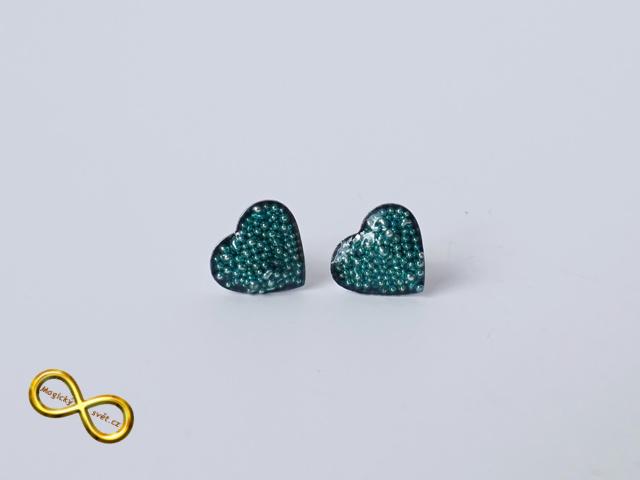 Náušnice srdce kuličkové modré