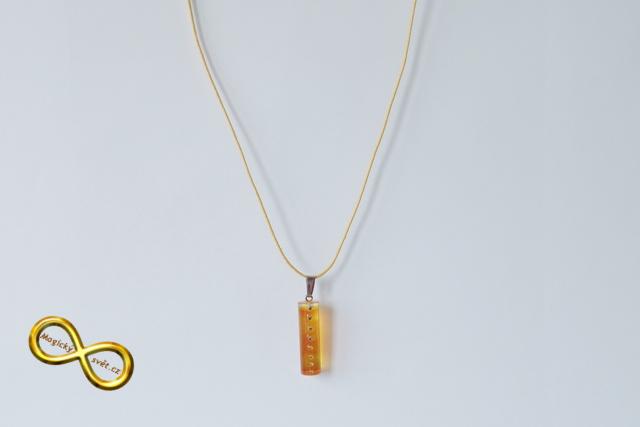 Náhrdelník "Resin" tvar válec žlutý s šatony