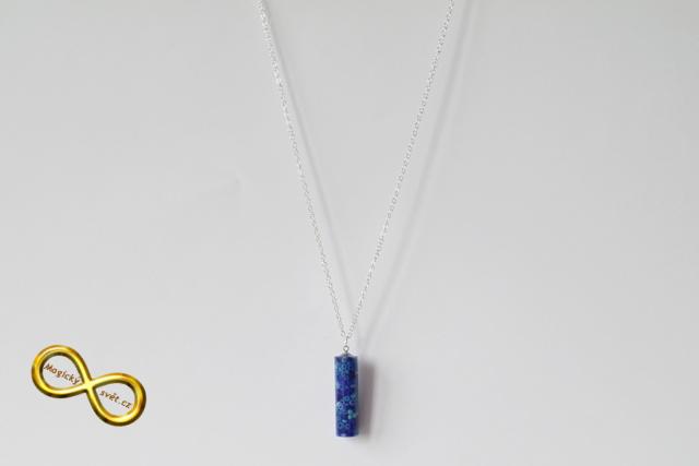 Náhrdelník "Resin" tvar válec modrý