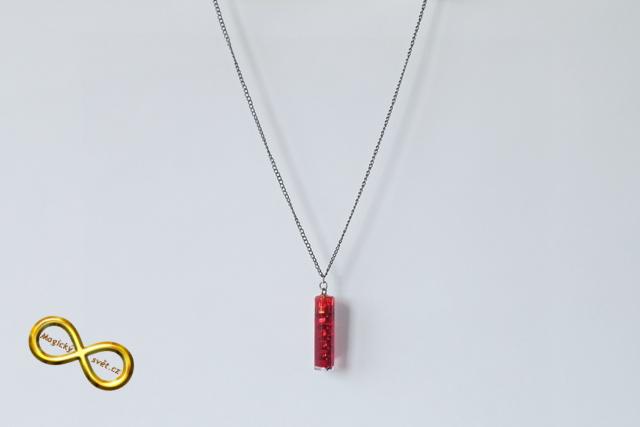 Náhrdelník "Resin" tvar šestiúhelník červený se spirálou