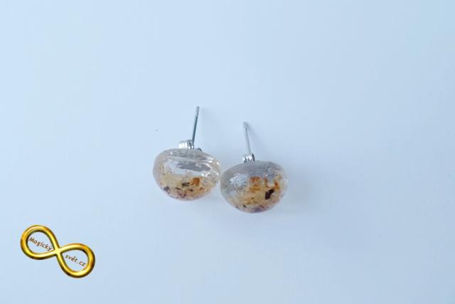 Náušnice "Resin" kulaté s dřevěnými pilinami