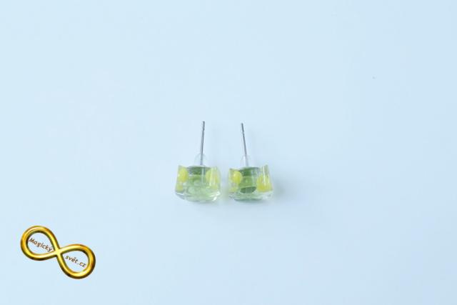Náušnice "Resin" kočičí žluté