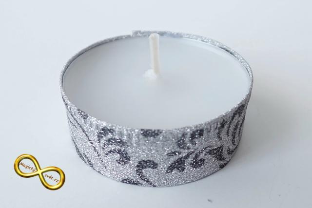 Svíčka čajová stříbrná se vzorem