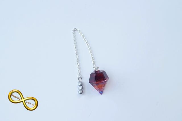 Kyvadlo "Resin" červené s růžovou špičkou s návodem