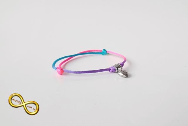 Náramek neon barevný se srdíčkem