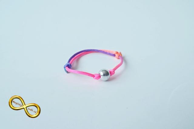 Náramek neon barevný s korálkou