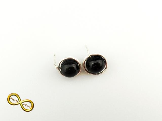 Náušnice korálky v drátku černé